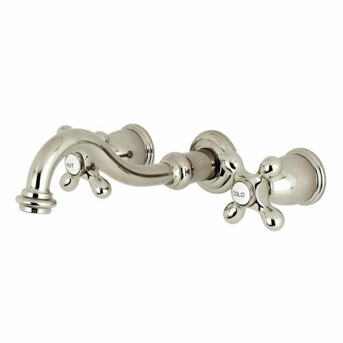 Kingston Brass KS3126AX Vintage Double-Handle Wall-Mount Bathroom Faucet, Polished Nickel