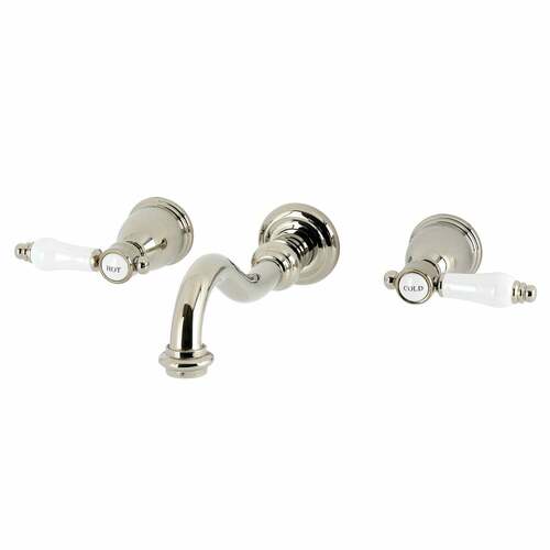 Kingston Brass KS3126BPL Bel-Air Double-Handle Wall Mount Faucet, Polished Nickel