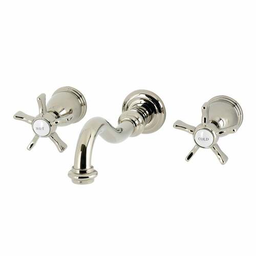 Kingston Brass KS3126NX Hamilton Double-Handle Wall Mount Bathroom Faucet, Polished Nickel