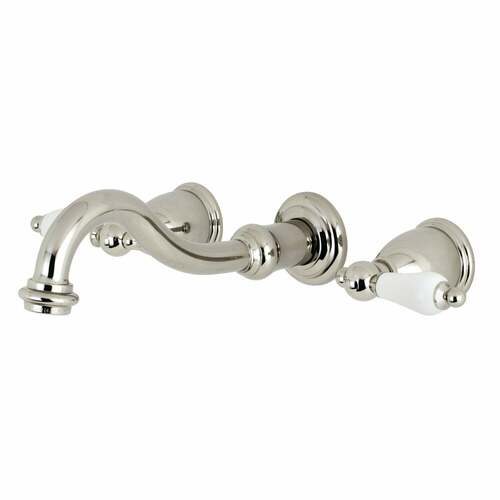 Kingston Brass KS3126PL Vintage Double-Handle Wall-Mount Bathroom Faucet, Polished Nickel