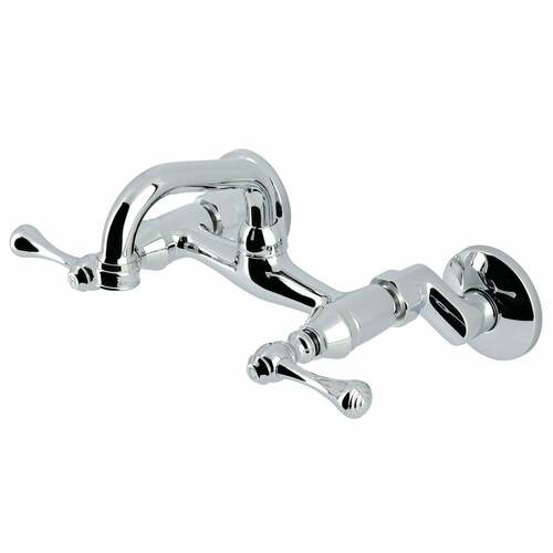 Kingston Brass KS312C Kingston Double-Handle Wall-Mount Bar Faucet, Polished Chrome