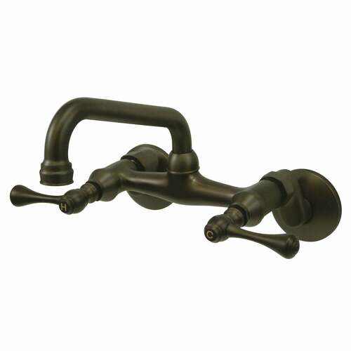 Kingston Brass KS313ORB Kingston Double-Handle Wall-Mount Kitchen Faucet, Oil Rubbed Bronze