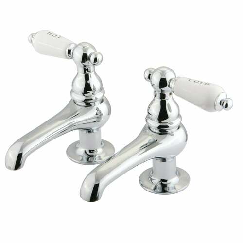 Kingston Brass KS3201PL Restoration Basin Faucet with Porcelain Lever Handle, Polished Chrome