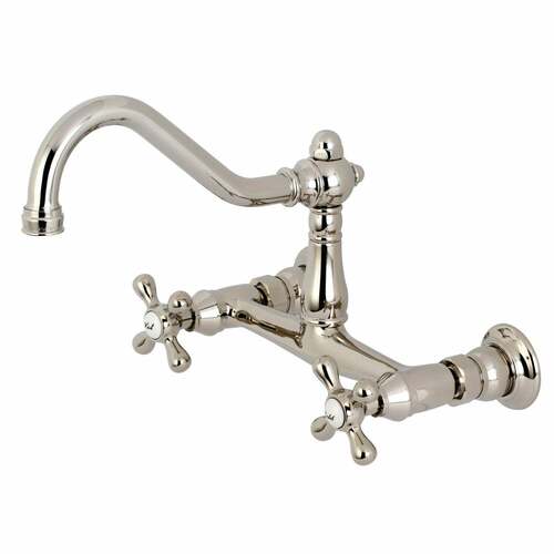 Kingston Brass KS3246AX Vintage Double-Handle Wall-Mount Bathroom Faucet, Polished Nickel