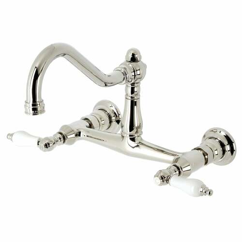Kingston Brass KS3246PL Vintage Double-Handle Wall-Mount Bathroom Faucet, Polished Nickel