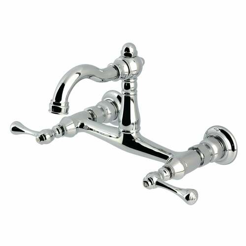 Kingston Brass KS3251BL Vintage Double-Handle Wall-Mount Kitchen Faucet, Polished Chrome