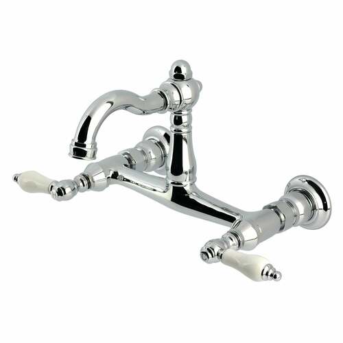 Kingston Brass KS3251PL Vintage Double-Handle Wall-Mount Kitchen Faucet, Polished Chrome