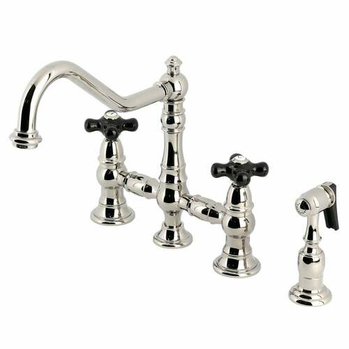 Kingston Brass KS3276PKXBS Duchess Polished Nickel Kitchen Faucet with Brass Side Sprayer