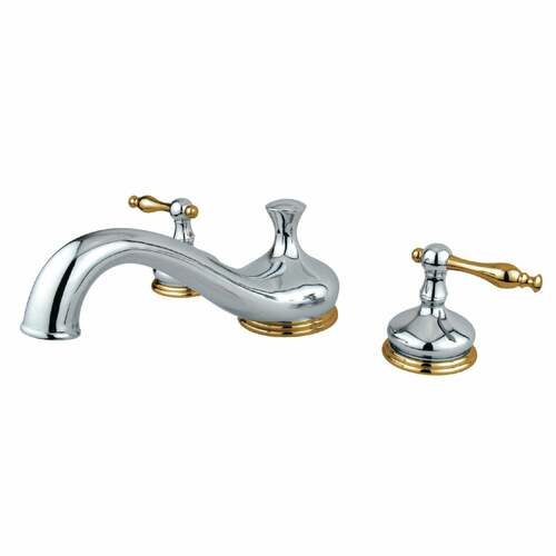 Kingston Brass KS3334NL Heritage Two-Handle Deck Mount Roman Tub Faucet, Chrome/Brass