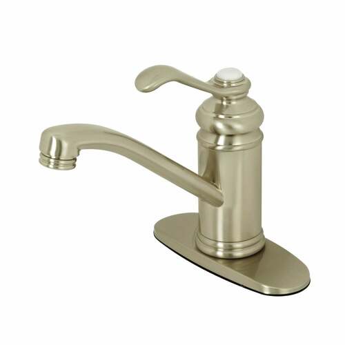 Kingston Brass KS3408TPL Templeton Brushed Nickel One-Handle Bathroom Faucet with Deck Plate Drain