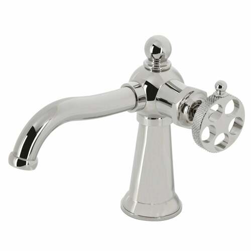 Kingston Brass KS3546RKX Webb Single-Hole Bathroom Faucet, Knurled Handle, Polished Nickel