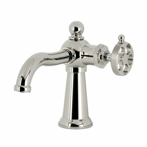Kingston Brass KS3546RKZ Wendell Polished Nickel Single-Hole Bathroom Faucet with Knurled Handle