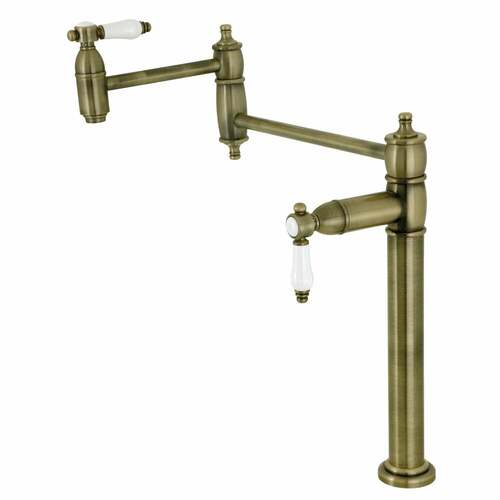 Kingston Brass KS3703BPL Bel-Air Antique Brass Deck Mount Pot Filler Faucet