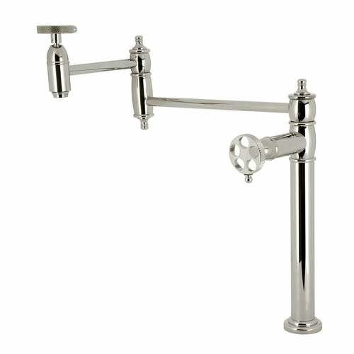 Kingston Brass KS3706RKX Webb Polished Nickel Deck Mount Pot Filler Faucet with Knurled Handle