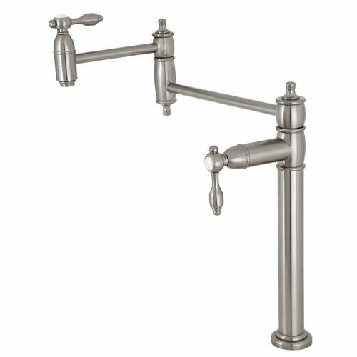 Kingston Brass KS3708TAL Tudor Brushed Nickel Deck Mount Pot Filler Faucet