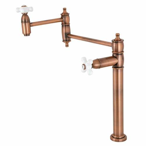 Kingston Brass KS370PXAC Restoration Antique Copper Deck Mount Pot Filler Faucet
