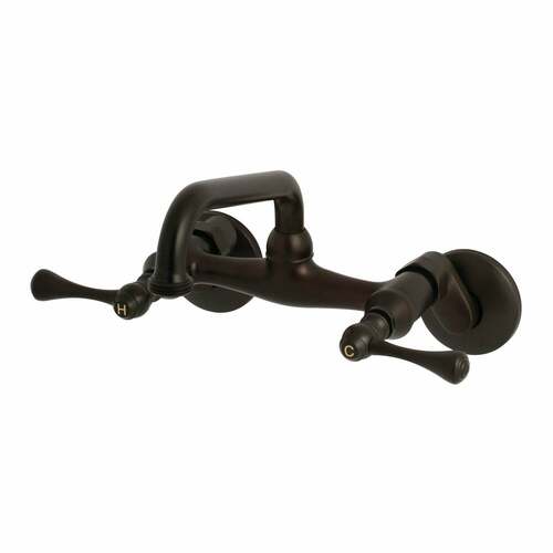 Kingston Brass KS373ORB Double-Handle Wall Mount Laundry Faucet, Oil Rubbed Bronze