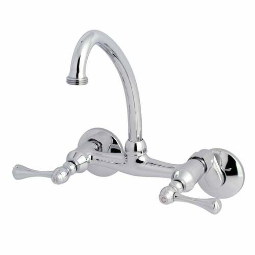 Kingston Brass KS374C Polished Chrome Double-Handle Wall Mount Laundry Faucet