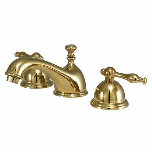 Kingston Brass KS3962NL Naples Widespread Bathroom Faucet with Brass Pop-Up, Polished Brass