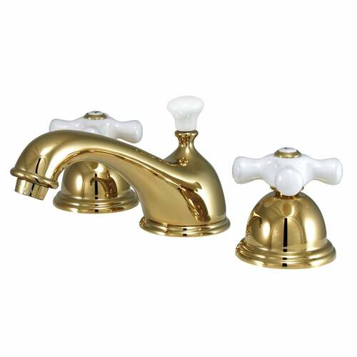 Kingston Brass KS3962PX Restoration Widespread Bathroom Faucet with Brass Pop-Up, Polished Brass