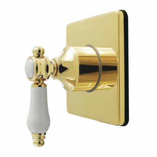 Kingston Brass KS4042BPL Bel-Air Single-Handle Diverter Valve with Square Trim Kit, Polished Brass