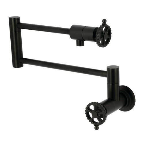 Kingston Brass KS4100CG Fuller Matte Black Wall Mount Pot Filler Faucet