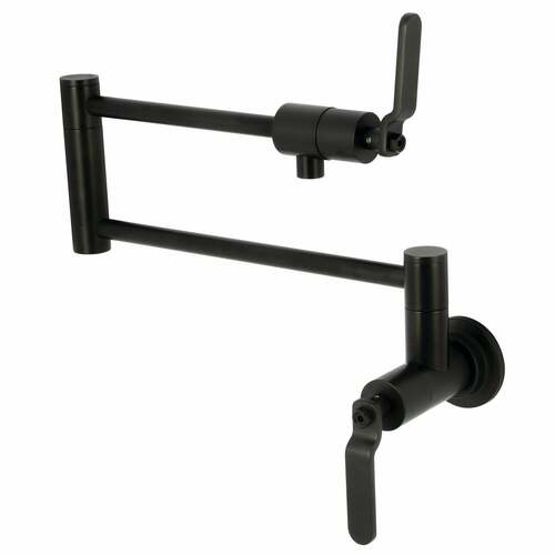 Kingston Brass KS4100KL Whitaker Matte Black Wall Mount Pot Filler Faucet