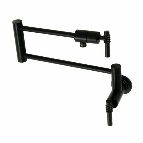 Kingston Brass KS4100ML Milano Matte Black Wall Mount Pot Filler Faucet