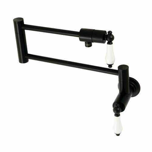 Kingston Brass KS4100PL Metropolitan Matte Black Wall Mount Pot Filler Faucet