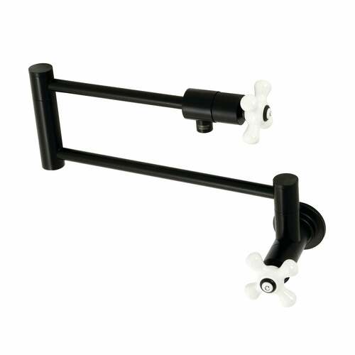 Kingston Brass KS4100PX Metropolitan Matte Black Wall Mount Pot Filler Faucet