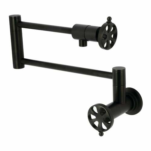 Kingston Brass KS4100RX Belknap Matte Black Wall Mount Pot Filler Faucet