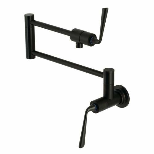 Kingston Brass KS4100ZL Silver Sage Wall-Mount Pot Filler Faucet, Matte Black