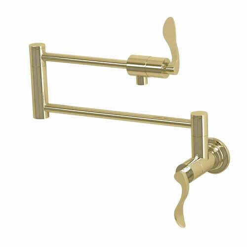 Kingston Brass KS4102DFL NuWave Wall-Mount Pot Filler Faucet, Polished Brass