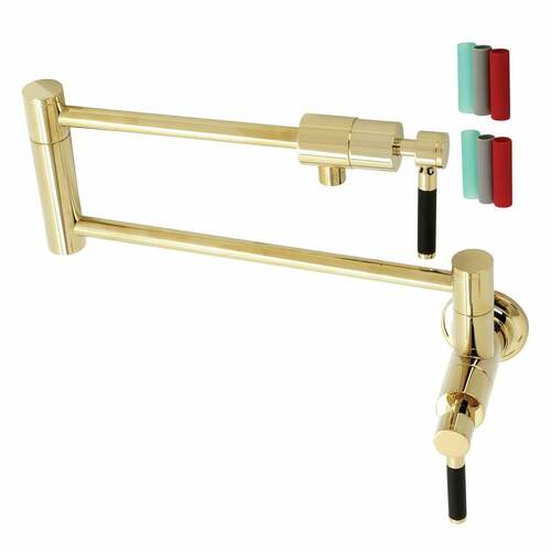 Kingston Brass KS4102DKL Kaiser Wall-Mount Pot Filler Faucet, Polished Brass