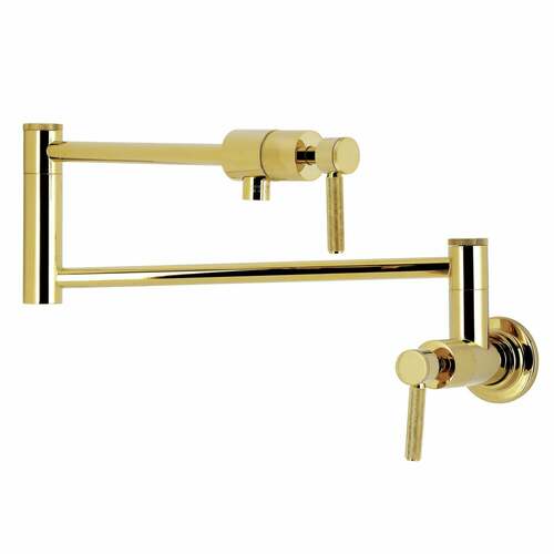 Kingston Brass KS4102KNL Convergent Wall-Mount Pot Filler Faucet, 2 Handles, Polished Brass