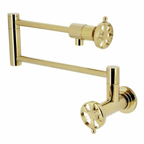 Kingston Brass KS4102RX Belknap Wall-Mount Pot Filler Faucet, Polished Brass