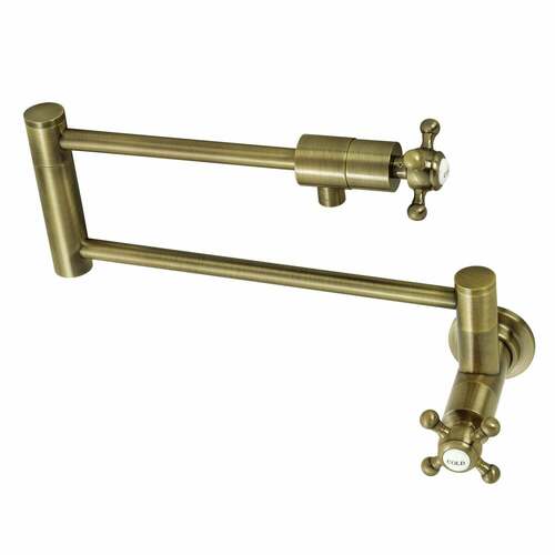 Kingston Brass KS4103BX Metropolitan Antique Brass Wall Mount Pot Filler Faucet