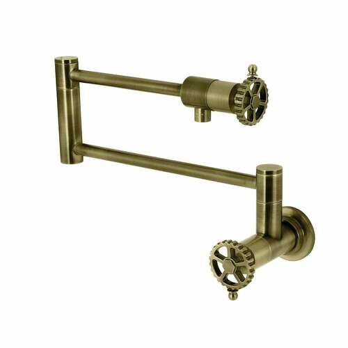 Kingston Brass KS4103CG Fuller Antique Brass Wall Mount Pot Filler Faucet