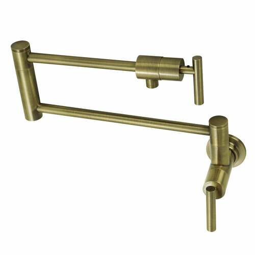 Kingston Brass KS4103CML Manhattan Wall-Mount Pot Filler Faucet, Antique Brass