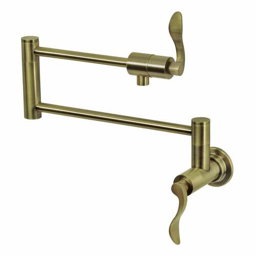 Kingston Brass KS4103DFL NuWave Antique Brass Wall Mount Pot Filler Faucet