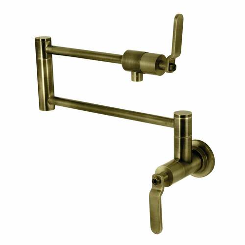 Kingston Brass KS4103KL Whitaker Antique Brass Wall Mount Pot Filler Faucet