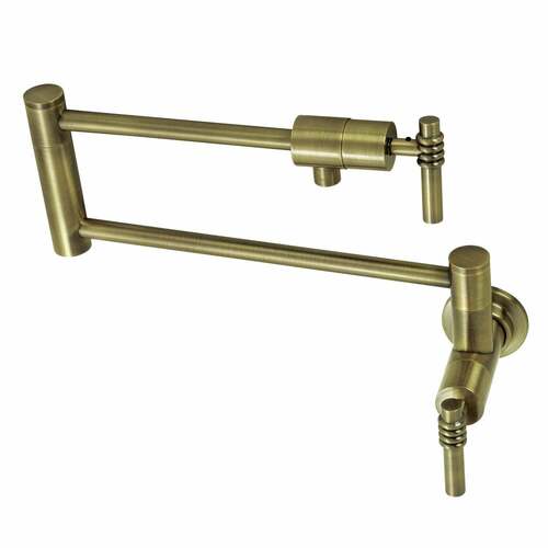 Kingston Brass KS4103ML Milano Antique Brass Wall Mount Pot Filler Faucet