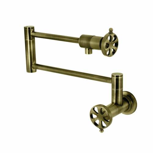 Kingston Brass KS4103RX Belknap Antique Brass Wall Mount Pot Filler Faucet