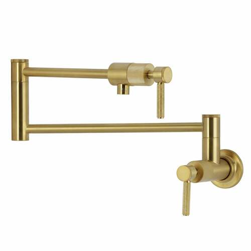 Kingston Brass KS4107KNL Convergent Wall Mount Pot Filler Faucet, 2-Handle, Brushed Brass
