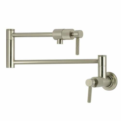 Kingston Brass KS4108KNL Convergent Wall Mount Pot Filler Faucet, 2-Handle, Brushed Nickel