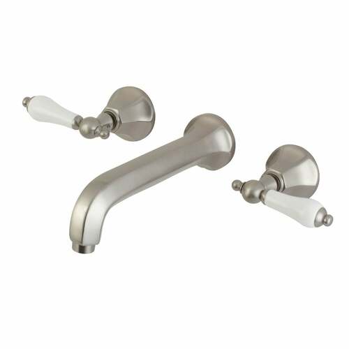 Kingston Brass KS4128PL Metropolitan Double-Handle Wall-Mount Bathroom Faucet, Brushed Nickel
