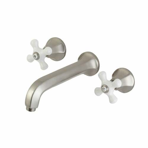 Kingston Brass KS4128PX Metropolitan Brushed Nickel Double-Handle Wall Mount Bathroom Faucet