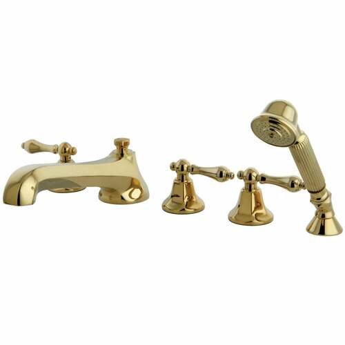 Kingston Brass KS43025AL Millennium 5-Piece Roman Tub Faucet Hand Shower, Polished Brass