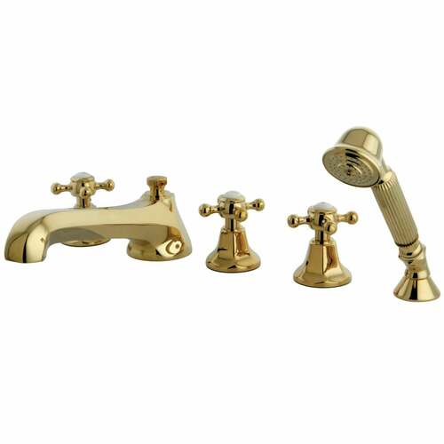 Kingston Brass KS43025BX Millennium 5-Piece Roman Tub Faucet Set with Hand Shower, Polished Brass