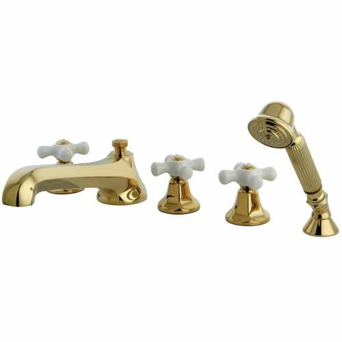 Kingston Brass KS43025PX Millennium 5-Piece Roman Tub Faucet with Hand Shower, Polished Brass
